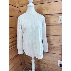 White Swiss Dot Cotton Button Blouse Cottagecore Victorian Romantic Large Vintag